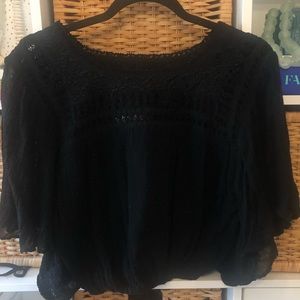 Jens Pirate Booty Black Crop Top Size S